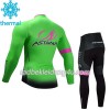 Set Langarmtrikot + Radhose Lange 2017 Astana Pro Team Kinder Winter Thermal Fleece N002